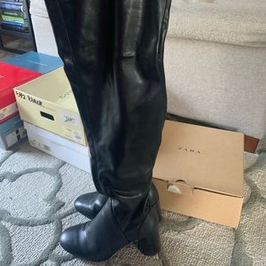 Zara Thigh high Black boots